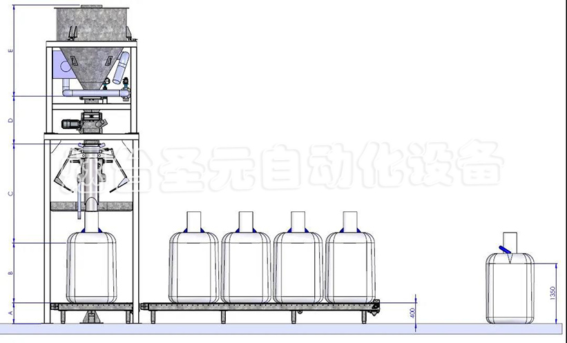 全自動噸袋(dài)包裝機(圖1) 全自動噸袋包裝(zhuāng)機圖1